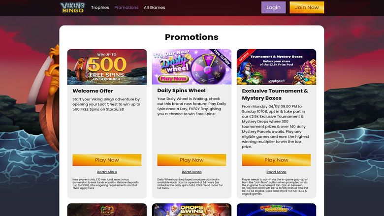 Promotions de bureau de Viking Bingo Casino