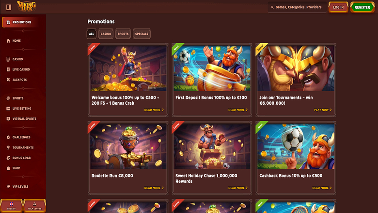 Promotions screenshot of VikingLuck Casino for Desktop