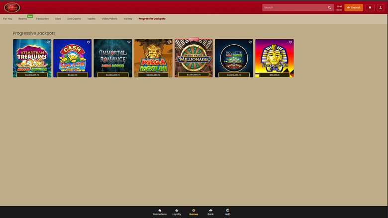 Jackpot di Villento Casino su desktop