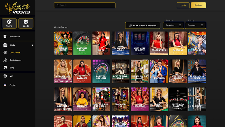 Croupier en direct de Vince Vegas Casino sur ordinateur