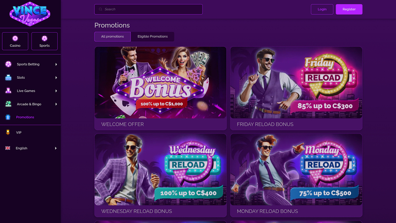 Vince Vegas Casino Desktop Promotions