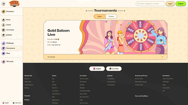 Vinyl Casino Desktop-Turniere