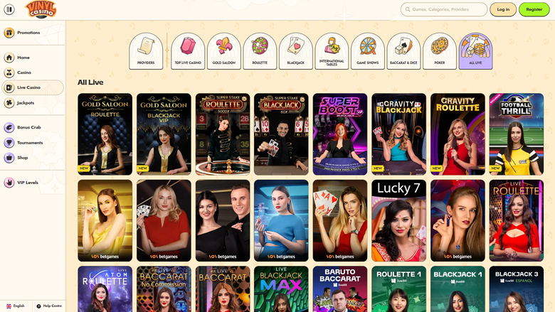 Croupier en direct sur bureau de Vinyl Casino