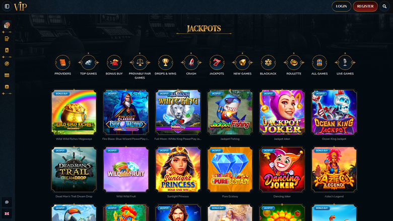 Jackpot de VIP Casino sur ordinateur