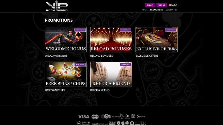 Promociones de escritorio de VIP Room Casino