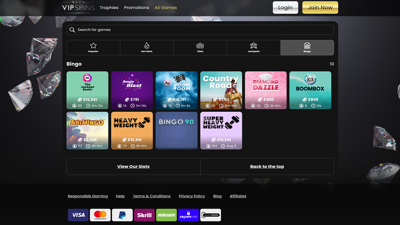 Bingo de escritorio de VIP Spins Casino