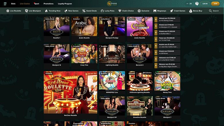 VipArabClub Casino Desktop Live Dealer