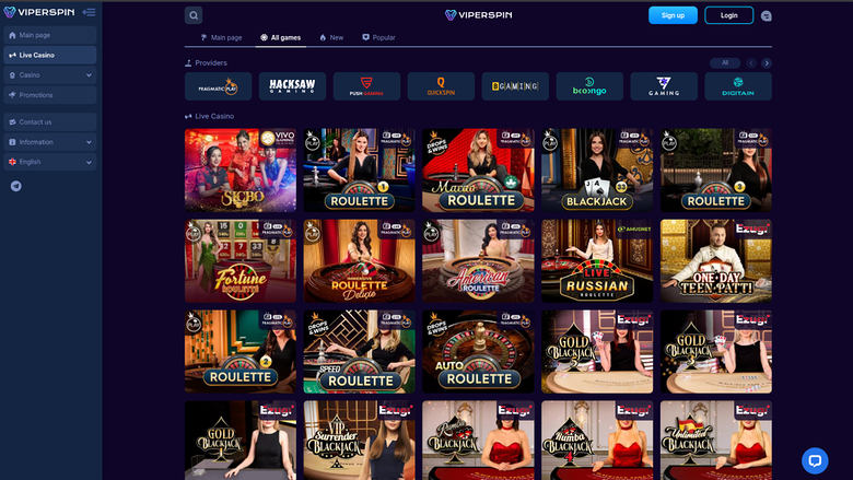 Croupier en direct de Viperspin Casino sur ordinateur