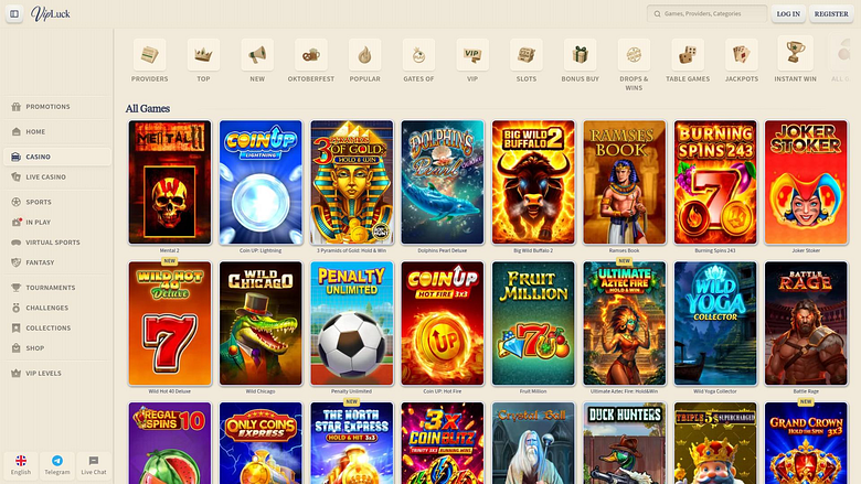 Jeux de casino VIPLuck pour ordinateur