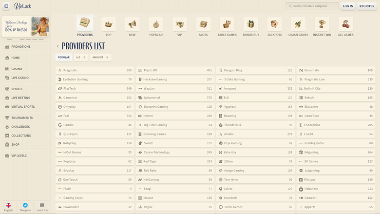 VIP Luck Casino-Spielentwickler