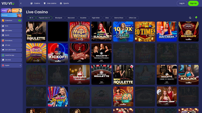 Casino ViuViu con crupier en vivo para escritorio