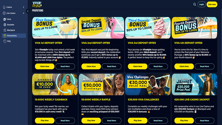 Promotions screenshot of Vivaspin Casino for Desktop
