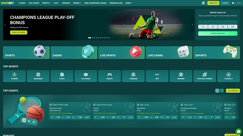 VivatBet Casino Desktop-Startseite