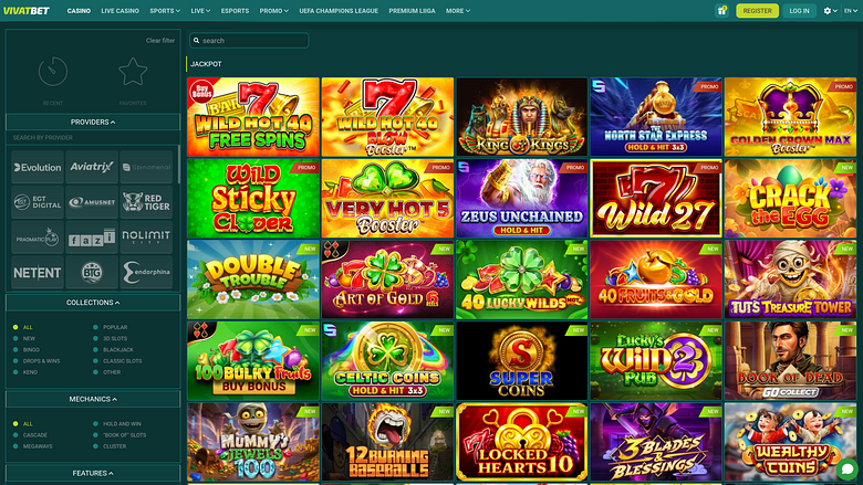 VivatBet Casino Desktop Jackpot
