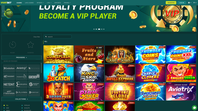 Juegos de escritorio de VivatBet Casino