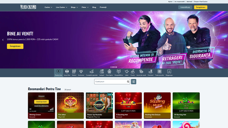 Page d'accueil de Vlad Cazino sur ordinateur