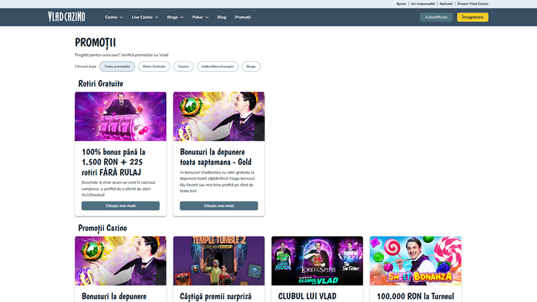 Promotions de Vlad Cazino sur ordinateur