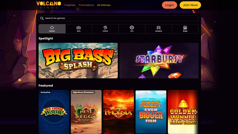 Jeux de Volcano Bingo Casino sur ordinateur