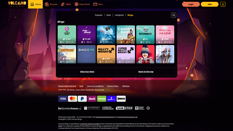 Bingo Volcano Casino Bingo sur ordinateur