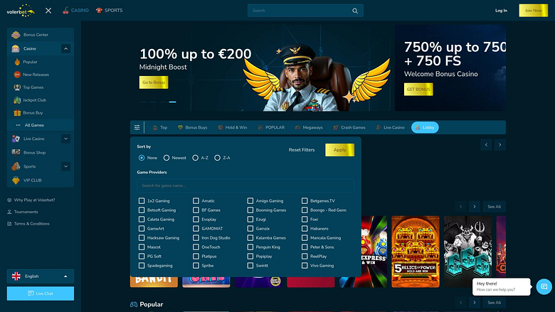 Développeurs de jeux de casino Volerbet pour ordinateur