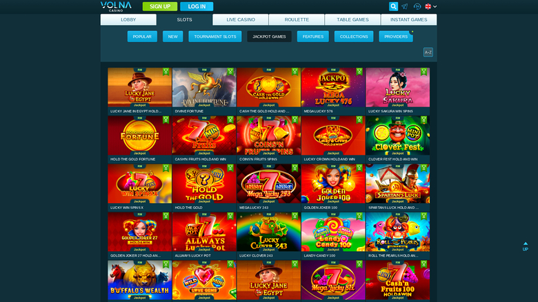 Джекпот Volna Casino для компьютера