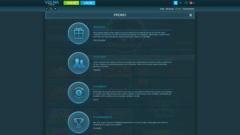 Акции Volna Casino для компьютера