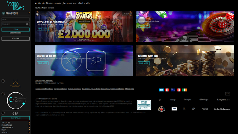 VoodooDreams Casino Desktop-Aktionen