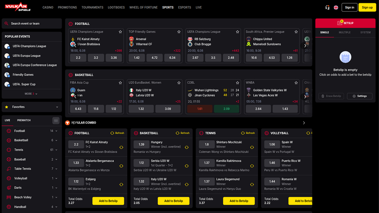 Deportes de escritorio de Vulkanspiele Casino