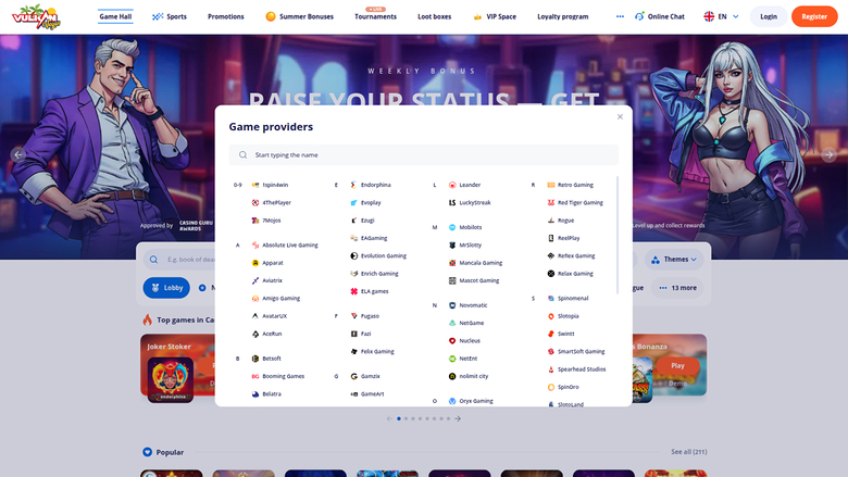 Desarrolladores de juegos de escritorio de VulkanVegas Casino