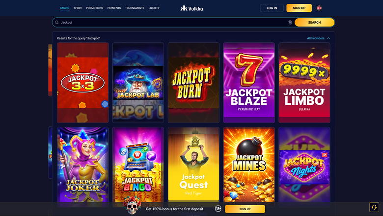 Jackpot desktop del casinò Vulkka