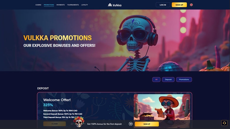 Promotions sur bureau de Vulkka Casino