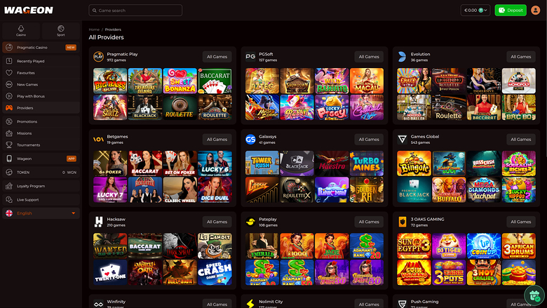 Sviluppatori di giochi desktop per Wageon Casino