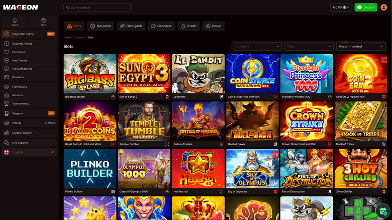 Giochi desktop del casinò Wageon