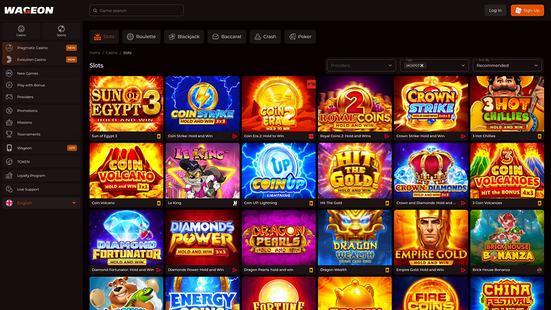 Jackpot da desktop di Wageon Casino