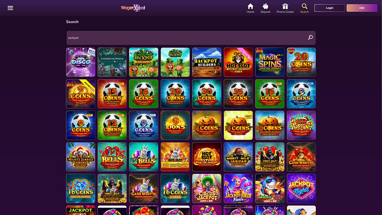 Jackpot do Wager Beat Casino para computador