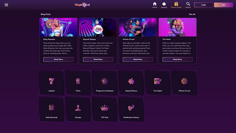 Promoções do Wager Beat Casino para computador
