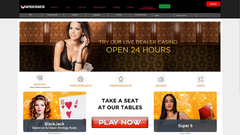 Casino Wagerbet con crupier en vivo para escritorio