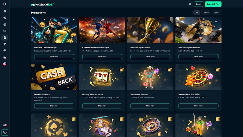 Promozioni desktop del casinò Wallacebet