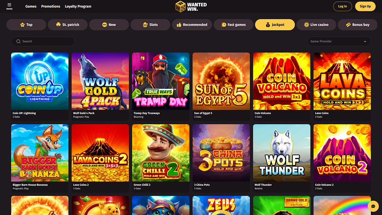 WantedWin Desktop Jackpot