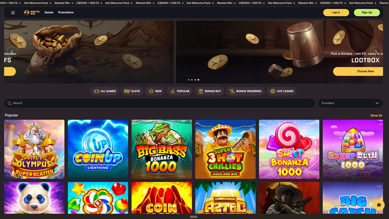 WantedWin Desktop Homepage