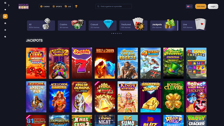 WatchMySpin Casino Desktop Jackpot