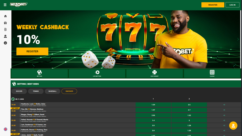 Homepage desktop di Wazobet Casino