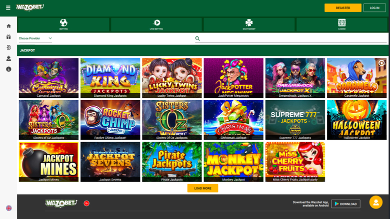 Jackpot desktop di Wazobet Casino