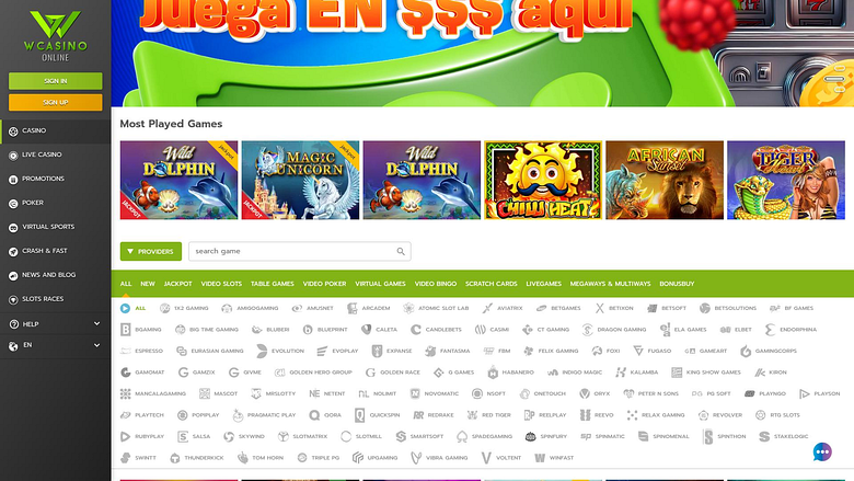 Développeurs de jeux de bureau en ligne WCasino
