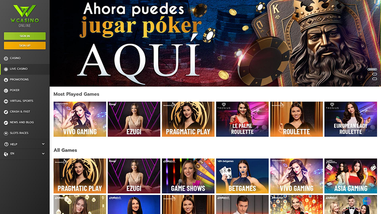 WCasino Online Desktop Live Croupier