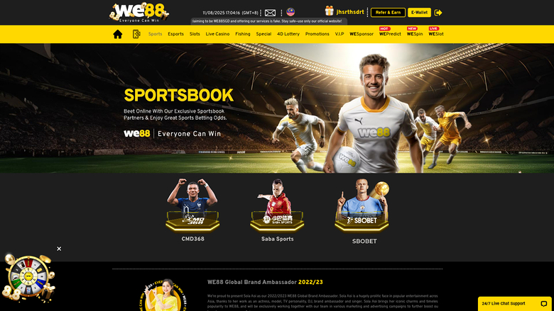 Sports de we88 casino pour ordinateur de bureau
