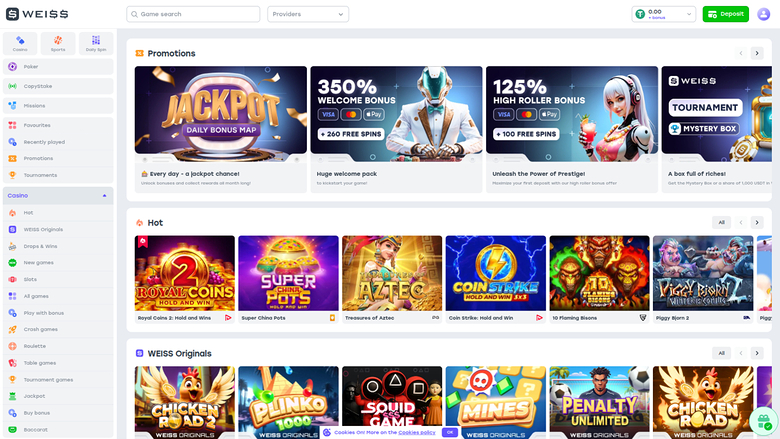 Página de inicio de Weiss en escritorio