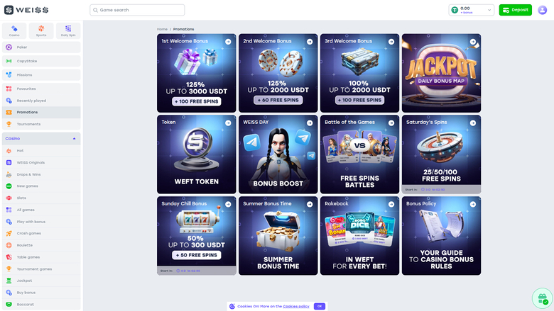 Promociones de Weiss en escritorio