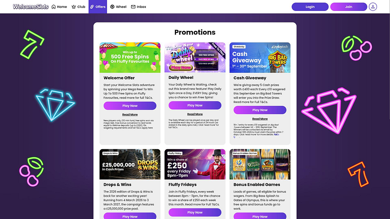 Promociones de bienvenida al casino Slots para escritorio