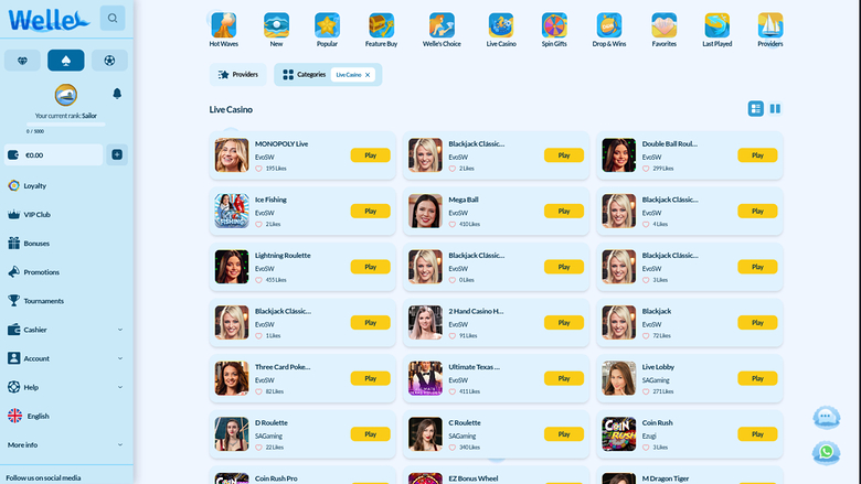 Welle Casino Desktop Live Dealer